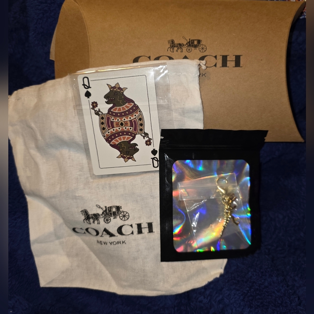 Coach Rexy Dinosaur Charm And Rexy Queen Of Spades Face Card - Picture 1 of 7